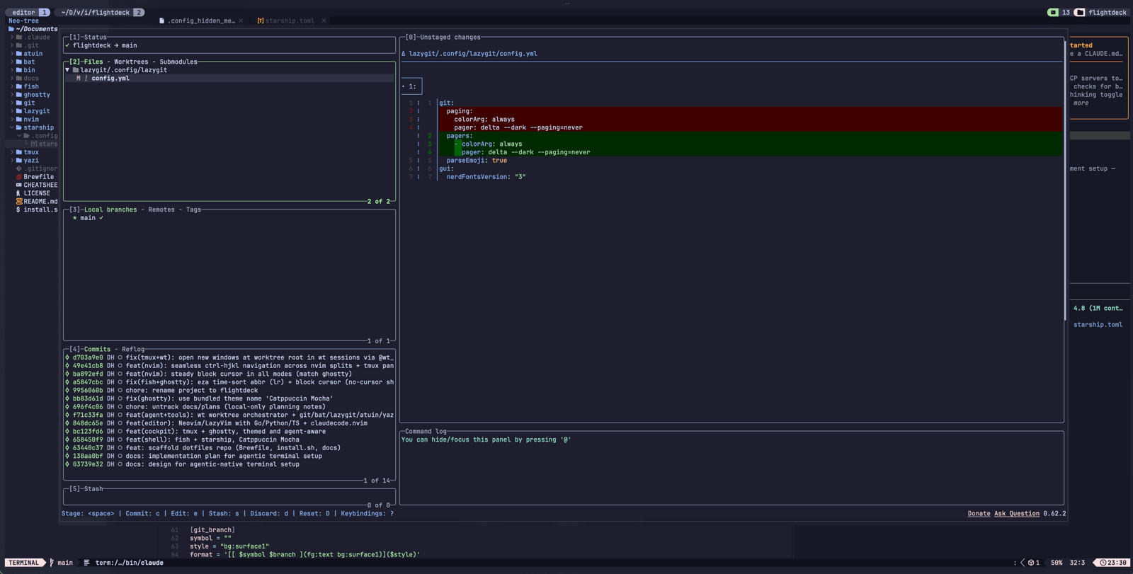 lazygit with delta diffs